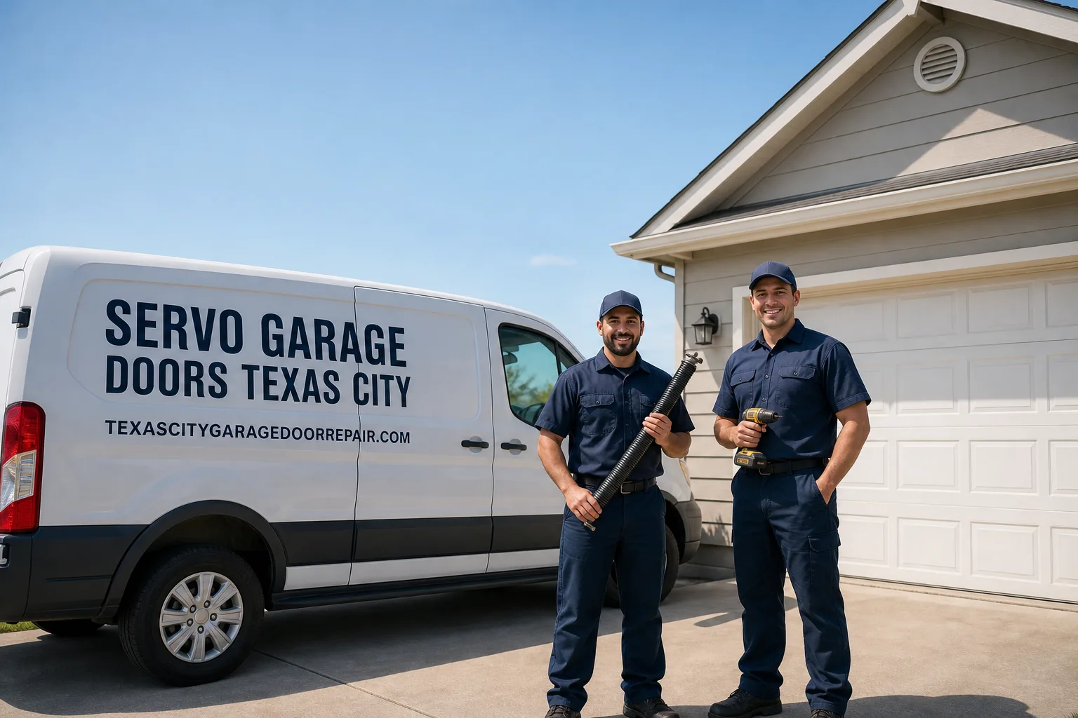 Servo Garage Doors Texas City garage door service vehicle and crew in Texas City, TX